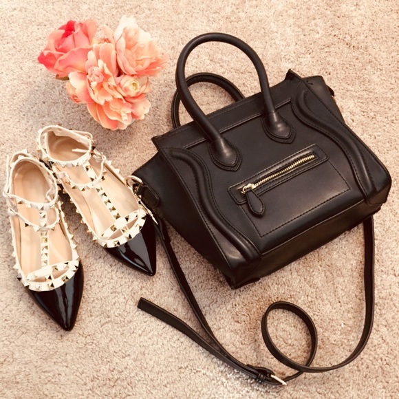 Handbags - BUNDLE! Studded Ballet Flats and Leather Satchel